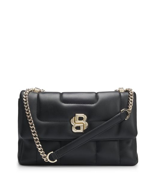 Boss Black Quilted Shoulder Bag With Double B Monogram Hardware
