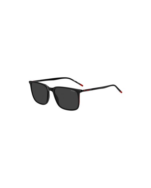 HUGO Black Acetate Sunglasses With Tubular Metal Temples for men