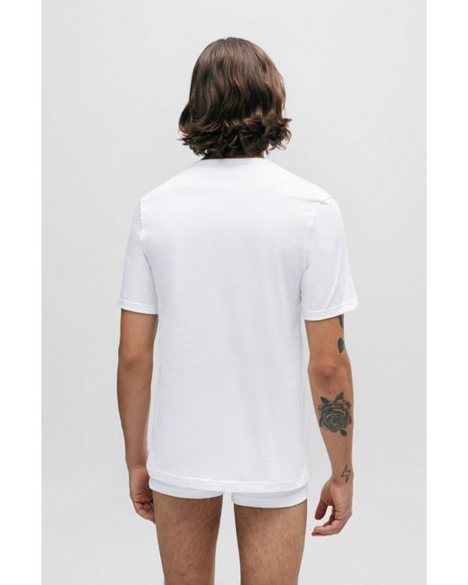 Lot de trois t-shirts en coton à logos HUGO pour homme en coloris White