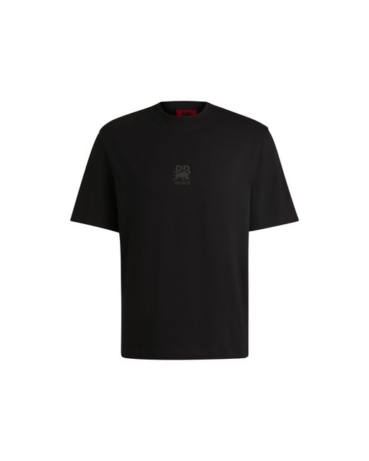 HUGO Black X Rb Cotton-Jersey T-Shirt With Carbon Stealth Logo for men