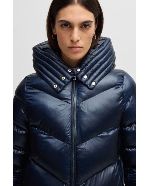Boss Blue Wattierter Parka Mit Wasserabweisendem Finish Und Polierten Details