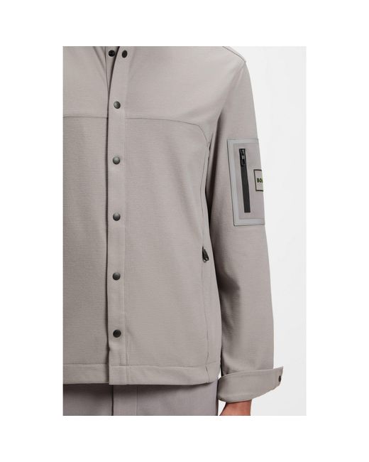 Boss Gray Relaxed-Fit Overshirt for men