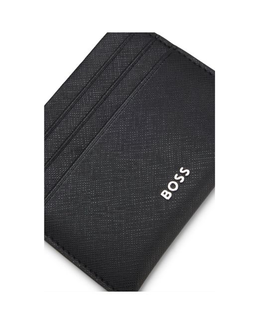 Boss Black Card Holder With Logo Lettering for men