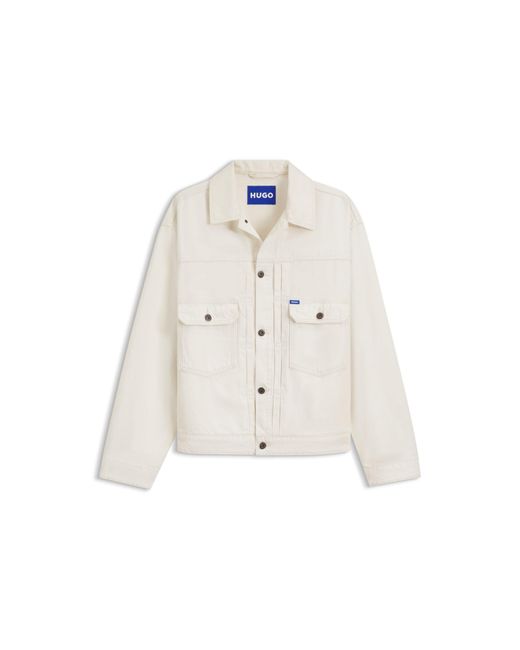 HUGO White Relaxed-Fit Trucker Jacket for men