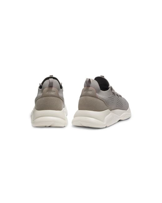 HUGO Gray Knitted Trainers With Logo-Embossed Eva Sole for men