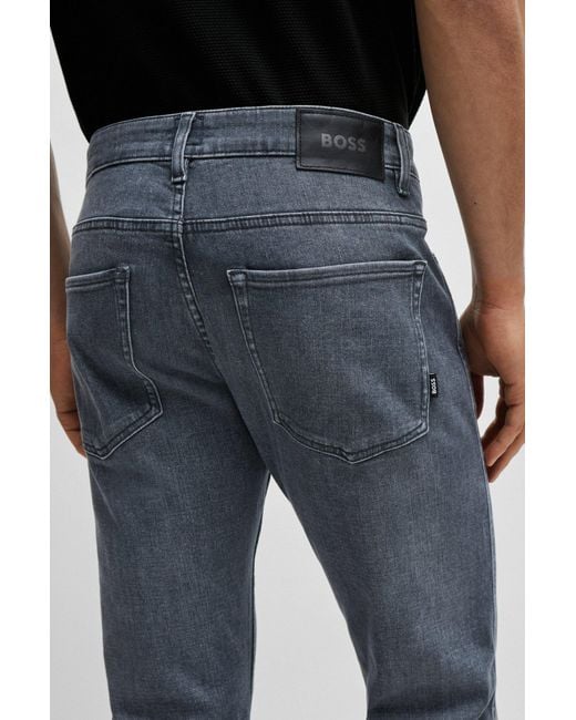 Boss Gray Slim-fit Jeans In Grey Italian Super-soft Denim for men