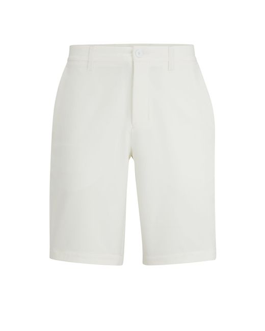 Boss White Slim-fit Shorts In Easy-iron Four-way Stretch Fabric for men
