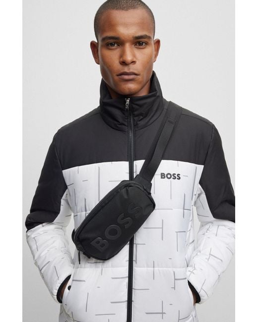 Boss Black Logo Belt Bag In Structured Fabric for men