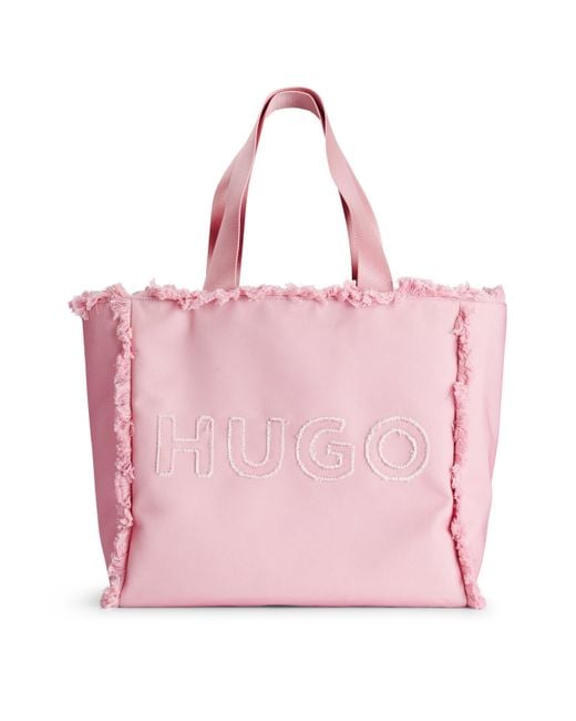 Cabas à logo et franges HUGO en coloris Pink