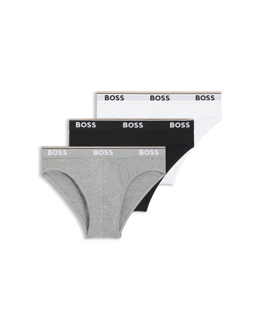 Lot de trois slips en coton stretch avec logos à la taille Boss pour homme en coloris Multicolor