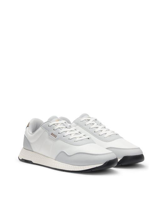 Boss Lage Sneakers Met Een Gestructureerde Bovenzijde in het White voor heren