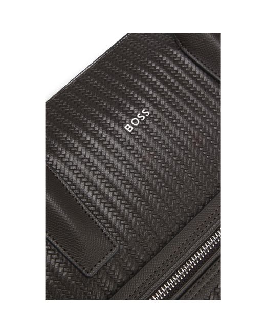 Boss Black Document Case With All-Over Emed Pattern for men