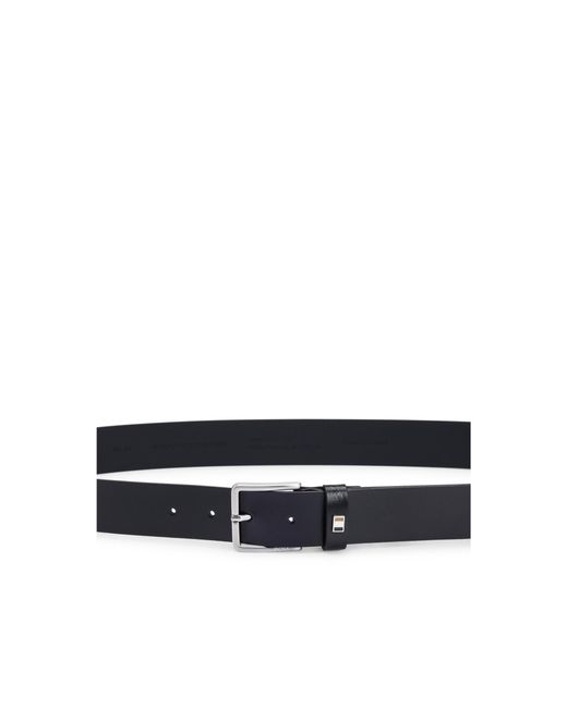 Boss Black Italian-Made Leather Belt With Signature-Stripe Trim for men