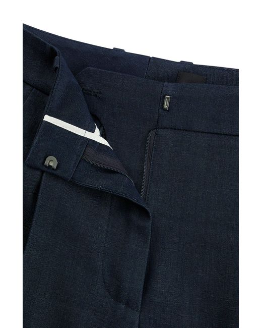 Boss Blue Regular-fit Trousers In Denim-effect Twill
