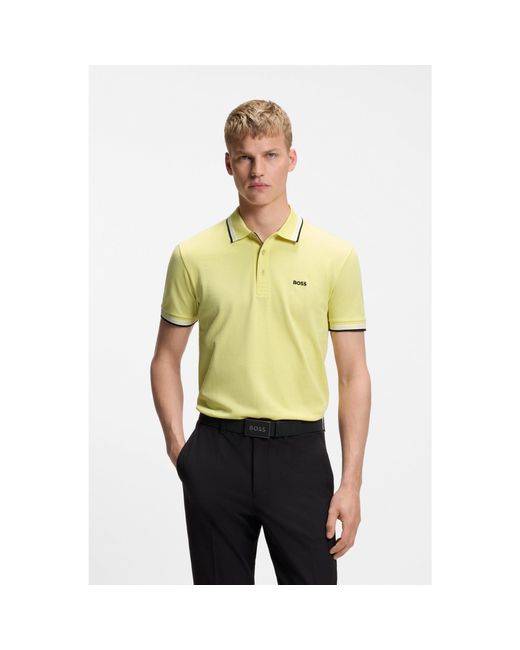 Boss Blue Contrast-Tipped Polo Shirt for men