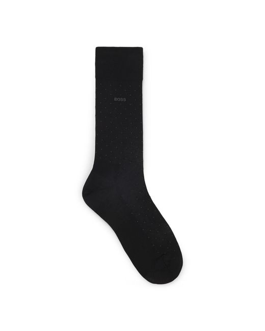 Boss Regular-length Socks In A Mercerized-cotton Blend- Black Men's Business Socks Size 7-13 for men
