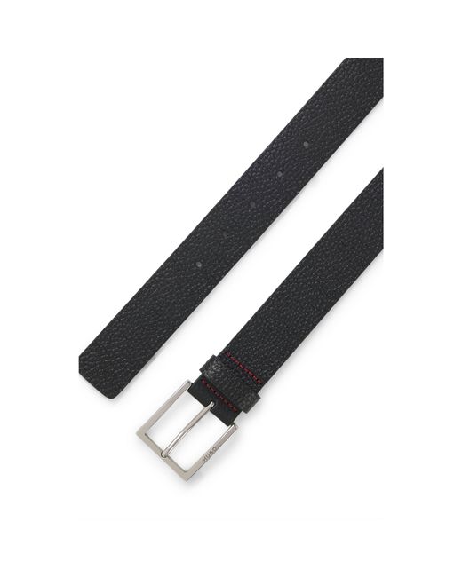 HUGO Black Grained Leather Belt for men