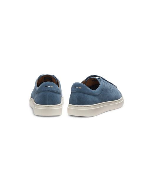 Boss Blue Suede Trainers With Emed Logo for men