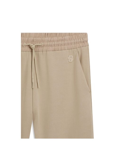 Boss Natural Cotton-Blend Tracksuit Bottoms With Contrast Waistband