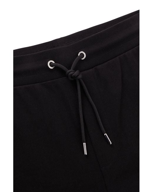 Boss Black Cotton-blend Tracksuit Bottoms With Contrast Pockets for men