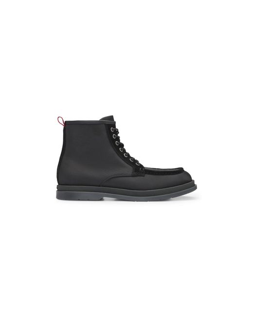HUGO Black Textured-Fabric Half Boots With Suede Trims for men