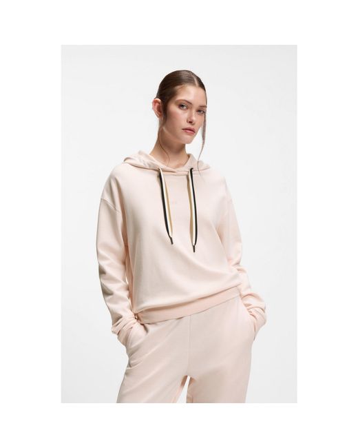 Boss Natural Logo Hoodie With Signature-Stripe Cords
