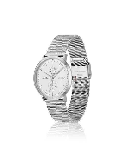 HUGO White Style-Tone Watch With Dial for men