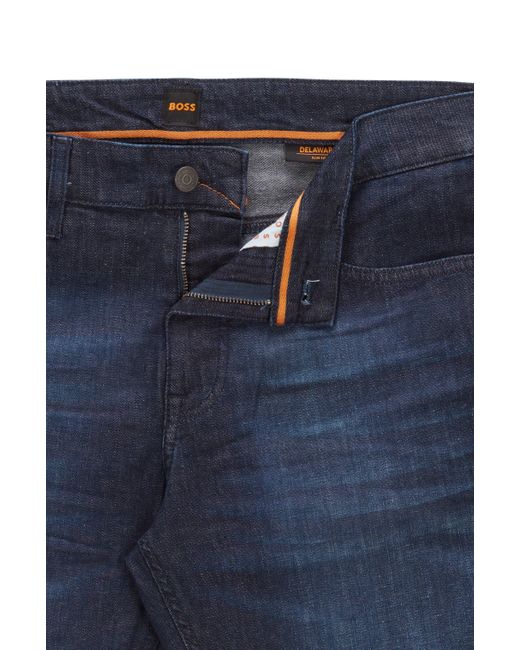 Boss by Hugo Boss Men's Slim-Fit Jeans in Blue Super-Stretch Denim