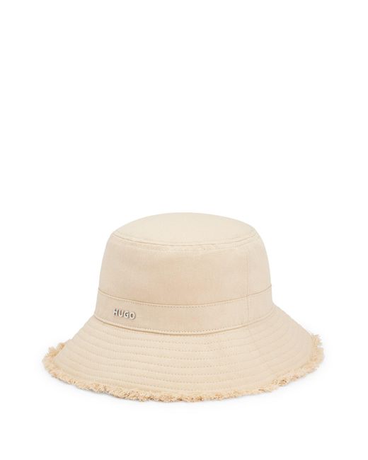 HUGO Natural Cotton-twill Camping Hat With Logo And Fringing