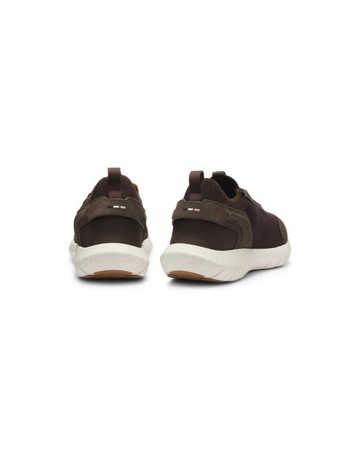 Boss Brown Sporty Slip-On Trainers With Suede Details for men