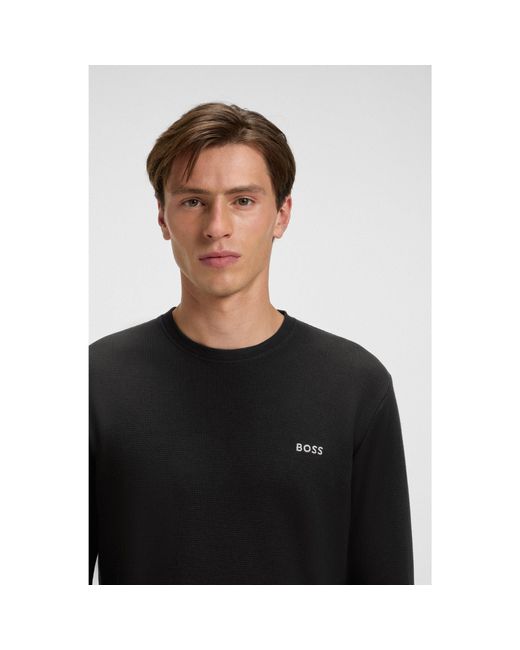 Boss Black Ottoman Pyjama T-Shirt With Embroidered Logo for men