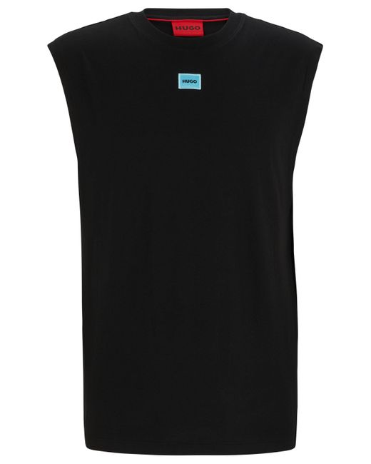 HUGO Ärmelloses Top aus Baumwoll-Jersey mit Logo-Label in Black für Herren