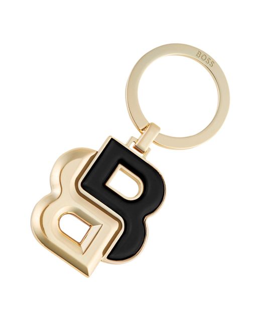 Boss Black Schlüsselanhänger Mit Schwarzem Und Goldfarbenem Double-B-Monogramm