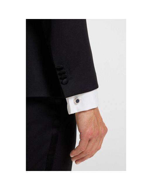Boss White Round Cufflinks With-Enamel Insert for men
