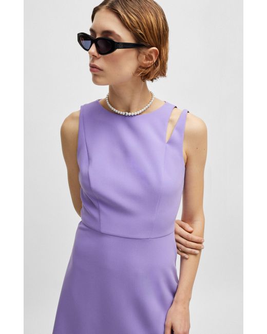 HUGO Purple Sleeveless Mini Dress With Cut-out Shoulder Detail