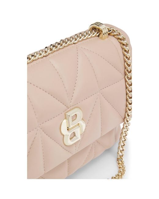 Boss Pink Quilted Shoulder Bag With Double B Monogram