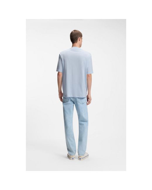 HUGO Blue Cotton-Jersey T-Shirt With Happy Logo for men