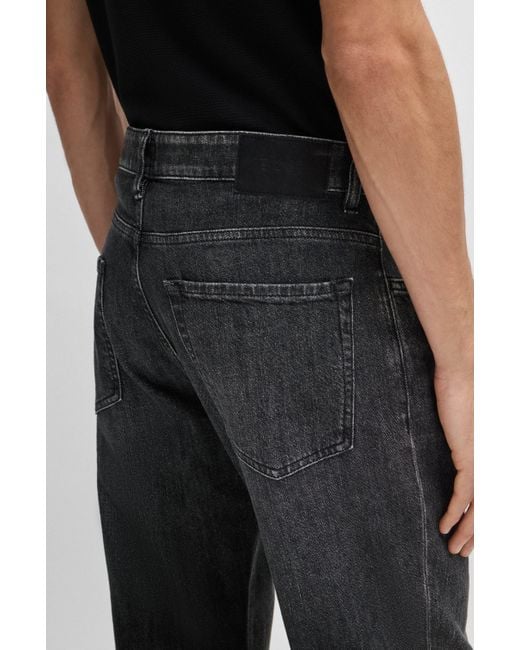 Boss Graue Regular-Fit Jeans aus Denim mit mechanischem Stretch in Black für Herren