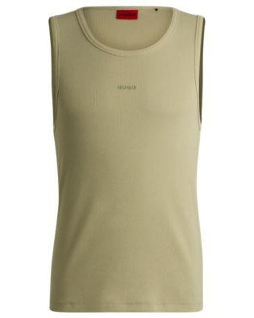 Débardeur En Coton Stretch Côtelé À Logo Imprimé HUGO pour homme en coloris Green