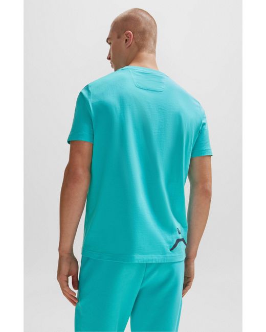 Boss T-shirt Van Katoenen Jersey Met Ronde Hals En Trendy Artwork in het Blue voor heren