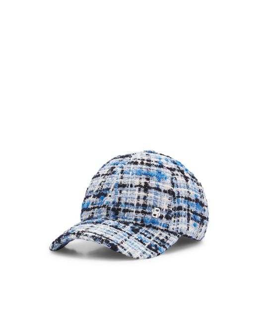 Boss Blue Multicoloured-Tweed Cap With Double B Monogram