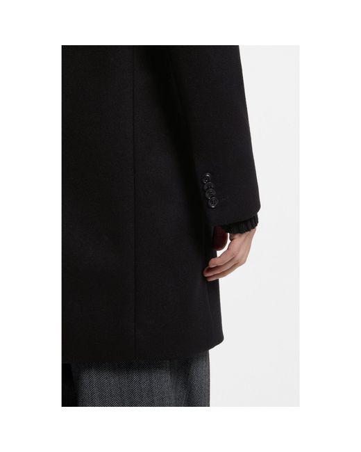HUGO Black Slim-Fit Coat With Three-Button Closure for men