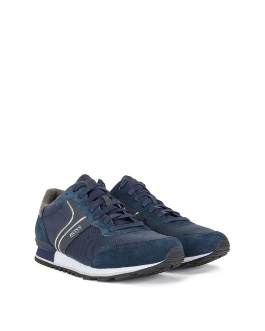 BOSS by HUGO BOSS Running-style Sneakers With Suede And Mesh in Blue ...