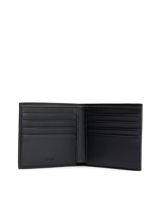 Boss Black Faux-leather Wallet With Signature Stripe And Polished Hardware for men