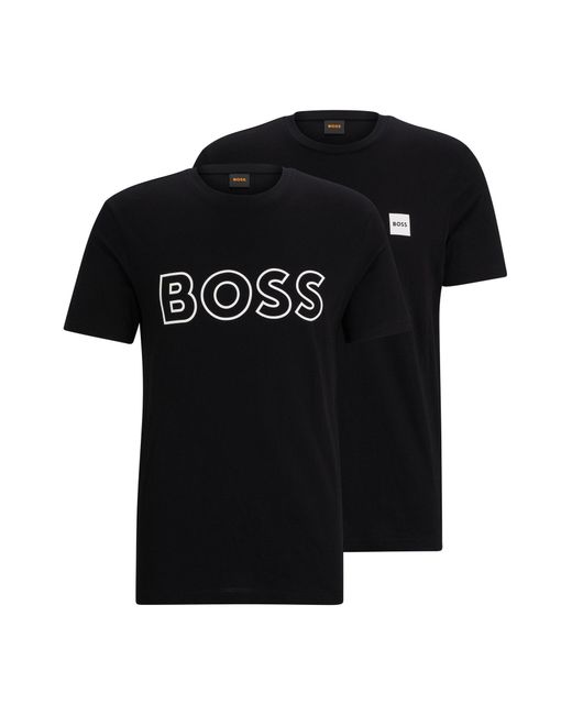Boss Black Two-pack Of Cotton-jersey T-shirts With Logo Details for men