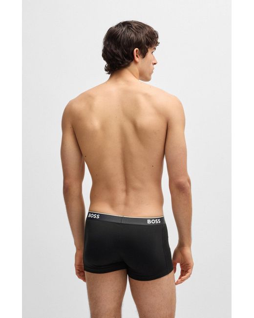 Boss Set Van Drie Korte Boxers Van Stretchkatoen Met Logotailleband in het Black voor heren