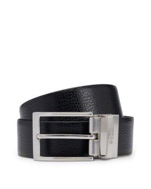 Ceinture réversible en cuir italien avec passant logoté Boss pour homme en coloris Black
