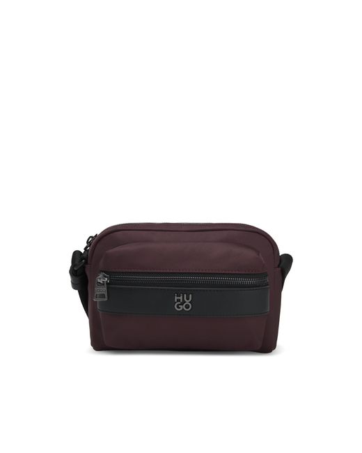 HUGO Black Twill Crossbody Bag With Stacked-Logo Hardware for men