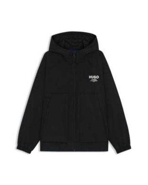 Veste Déperlante À Capuche Et Logos Imprimés HUGO pour homme en coloris Black