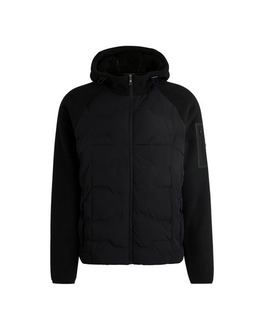 Boss Black Mixed-Material Jacket With Quilted Front for men